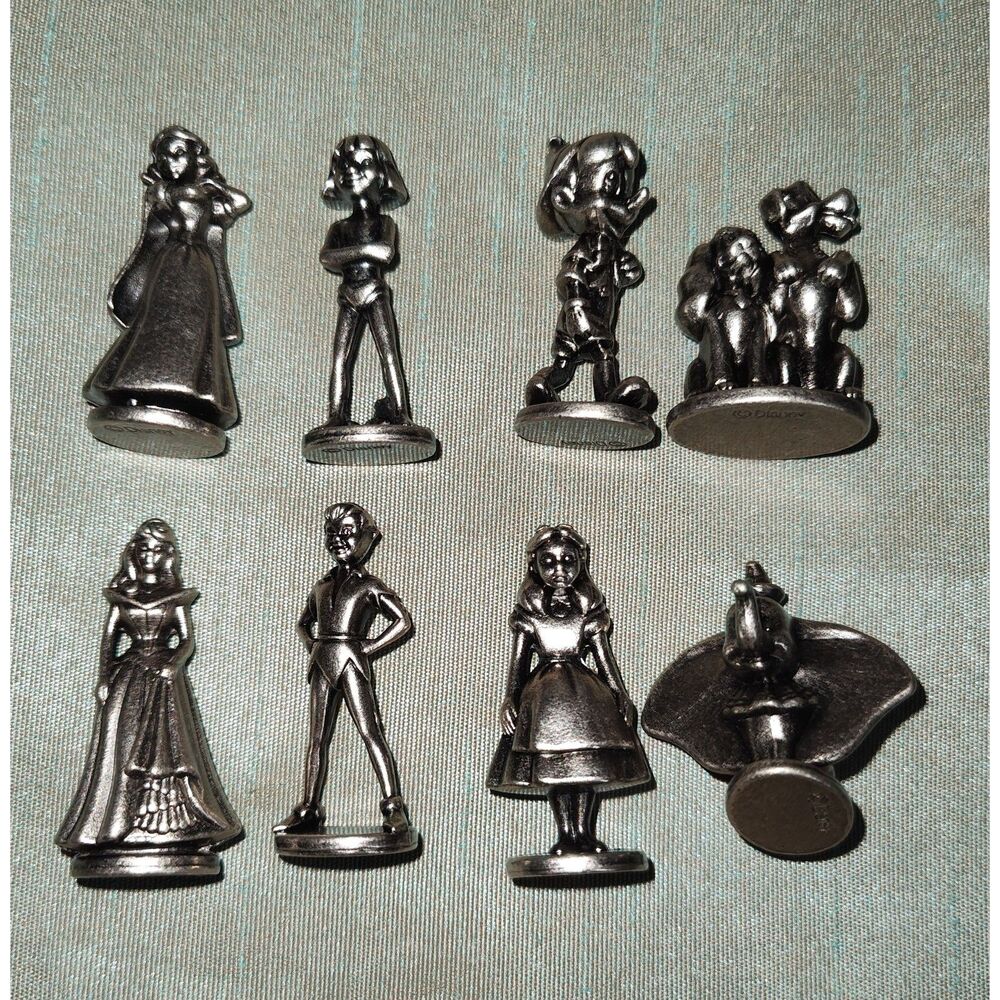 Monopoly Disney Edition 2001 Pewter Metal Playing Pieces Set of 8